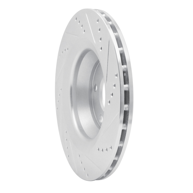 Audi TT Quattro RS Brake Rotor (1) - Rear Left - R1 Concepts - Drilled & Slotted - Silver - `08-`15